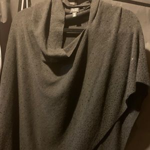 Charcoal sequin merino wool cape/poncho
